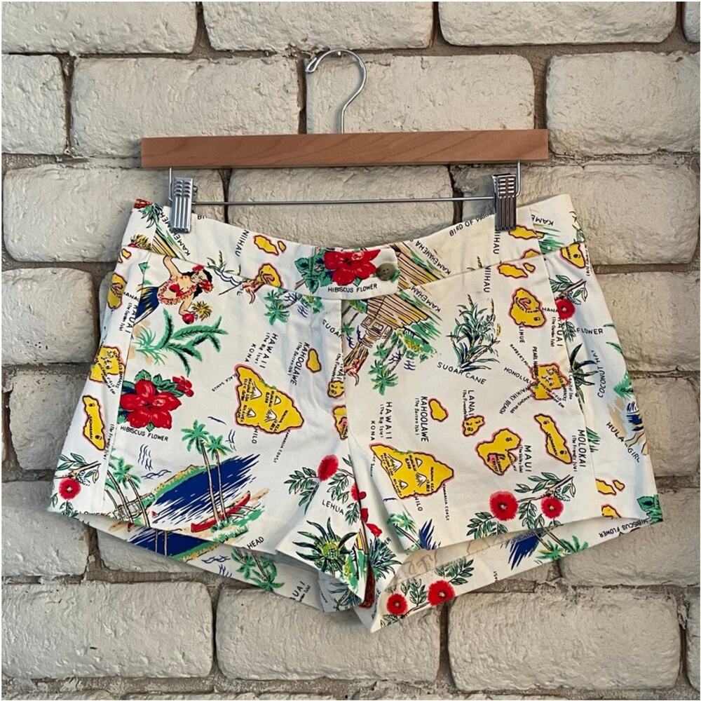 J. Crew "City‎ Fit" Chino Shorts — Hawaii Map Print Size 6